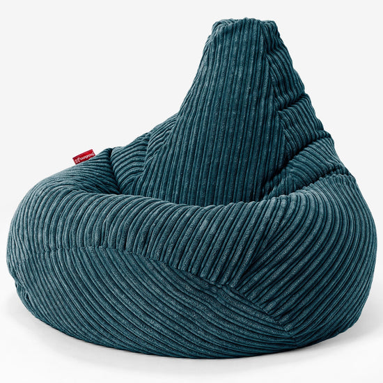 Pouf Poire Gamer - Côtelé Bleu Canard 02