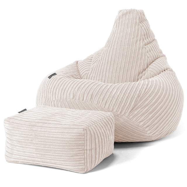 Pouf Poire Gamer - Côtelé Ivoire 01