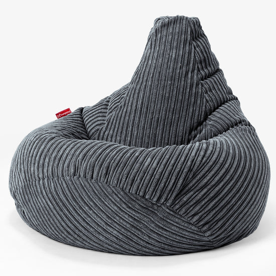 Pouf Poire Gamer - Côtelé Gris Ardoise 02