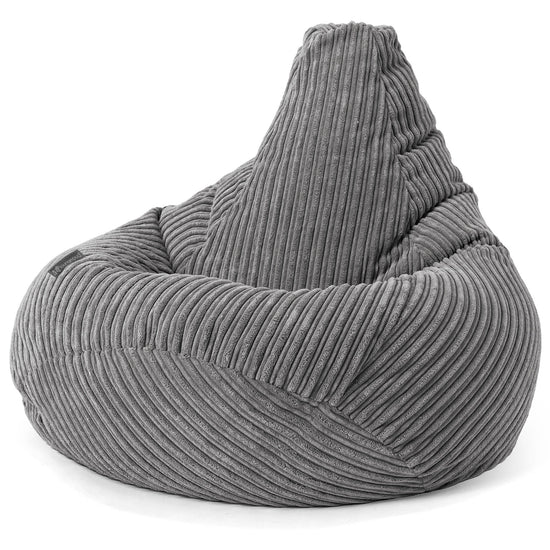 Pouf Poire Gamer - Côtelé Gris Ardoise 02
