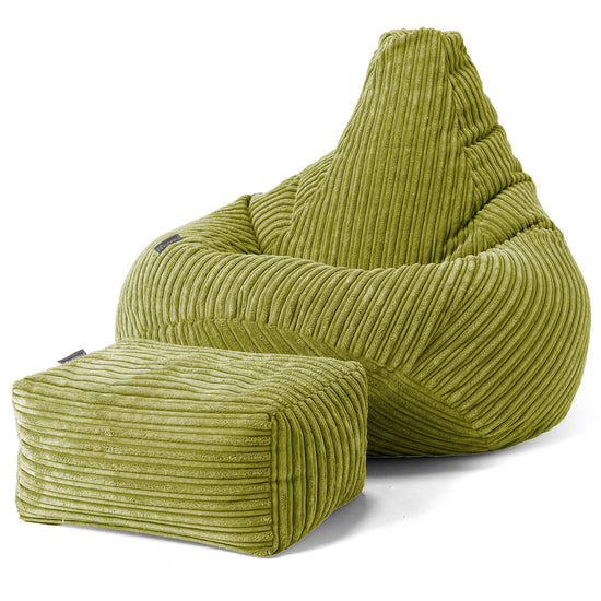 Pouf Poire Gamer - Côtelé Vert Acide 01