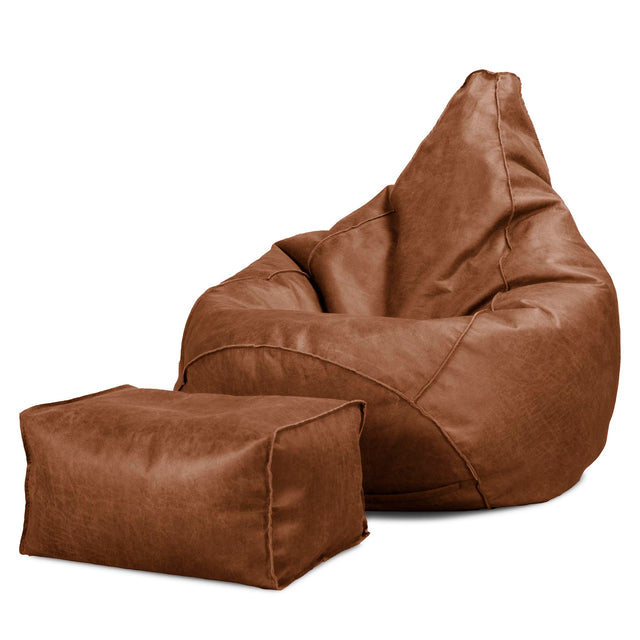 Pouf Poire Gamer - Cuir Vintage Camel 02