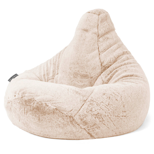 Pouf Poire Gamer - Fausse Fourrure Lapin Blanc 04