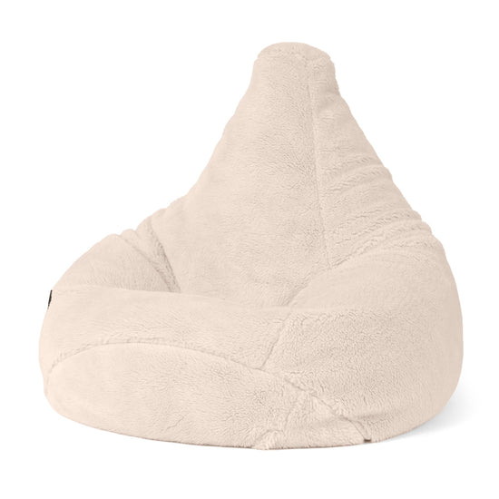 Pouf Poire Gamer - Fausse Fourrure Nounours Crème 01