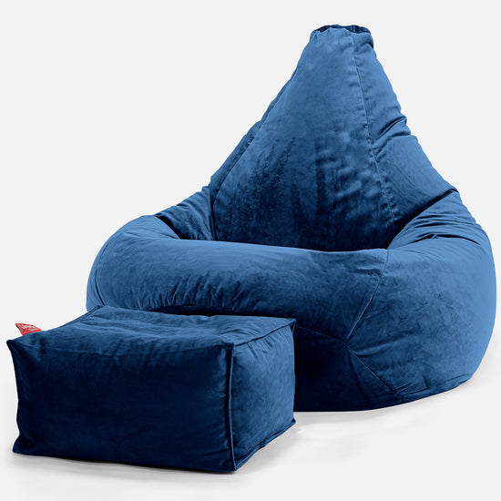 Pouf Poire Gamer - Velours Bleu Marine 01