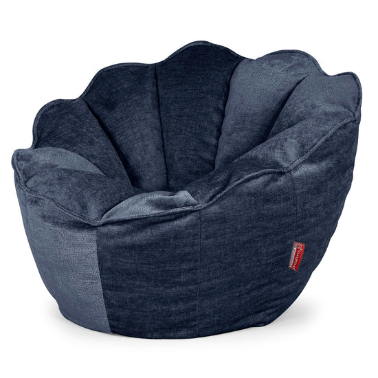 Pouf Fauteuil Natalia Sacco - Chenille Bleu Marine 02