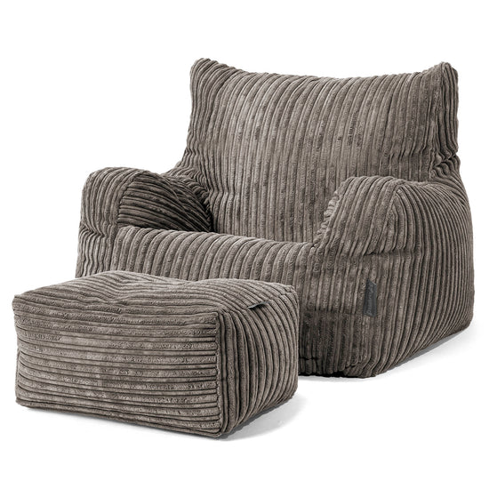 Pouf Fauteuil pour Ados 6-14 ans - Côtelé Anthracite 03