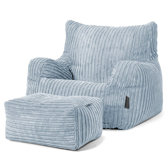 Pouf Fauteuil pour Ados 6-14 ans - Côtelé Bébé Bleu 03