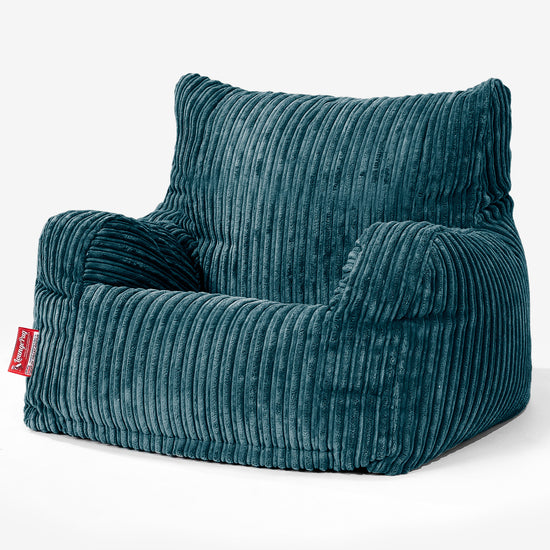 Pouf Fauteuil pour Ados 6-14 ans - Côtelé Bleu Canard 02