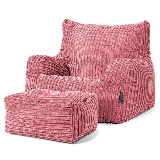 Pouf Fauteuil pour Ados 6-14 ans - Côtelé Corail 03