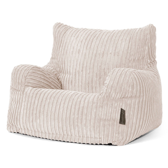 Pouf Fauteuil pour Ados 6-14 ans - Côtelé Crème 02