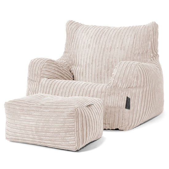 Pouf Fauteuil pour Ados 6-14 ans - Côtelé Crème 03