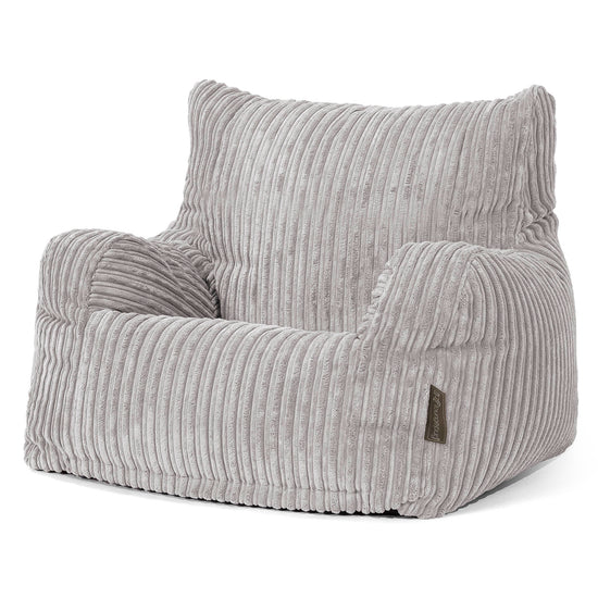 Pouf Fauteuil pour Ados 6-14 ans - Côtelé Gris Argent 02
