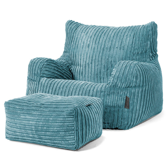 Pouf Fauteuil pour Ados 6-14 ans - Côtelé Mer Égée 03
