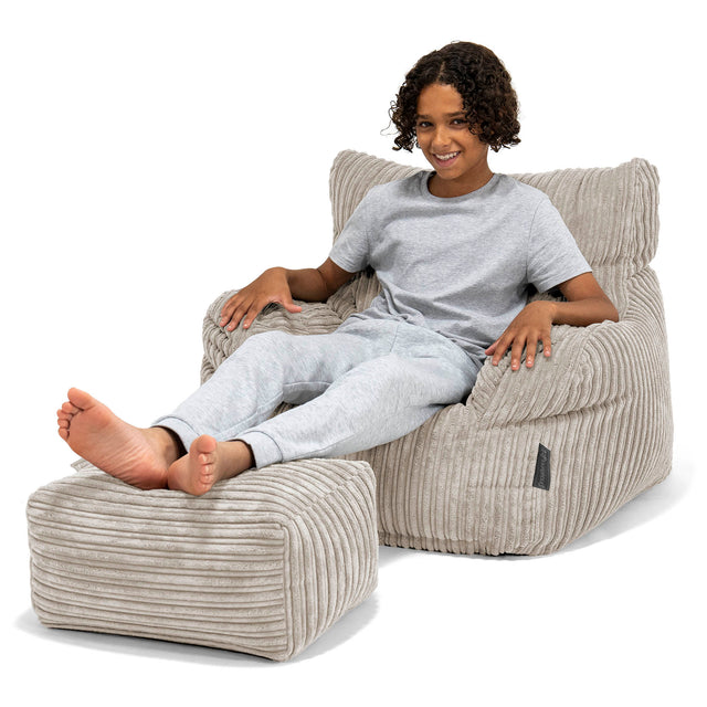 Pouf Fauteuil pour Ados 6-14 ans - Côtelé Vison 01