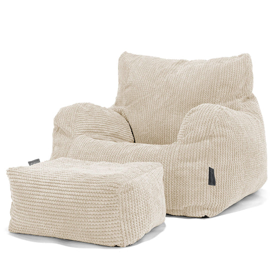 Pouf Fauteuil pour Ados 6-14 ans - Pompon Crème 03