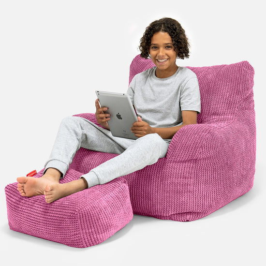 Pouf Fauteuil pour Ados 6-14 ans - Pompon Rose 01