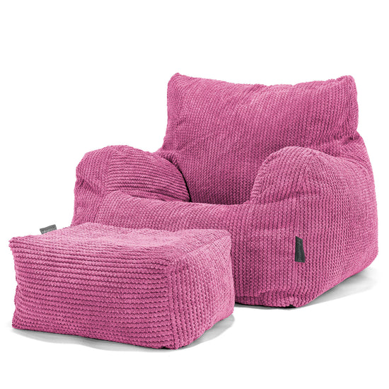 Pouf Fauteuil pour Ados 6-14 ans - Pompon Rose 03