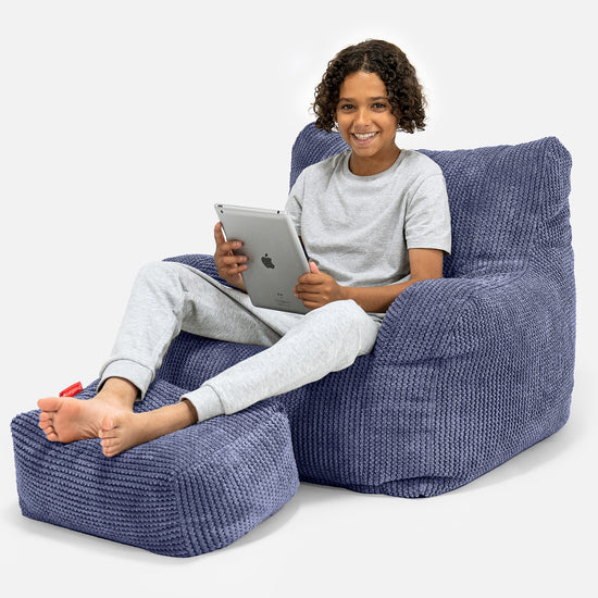 Pouf Fauteuil pour Ados 6-14 ans - Pompon Violet 01