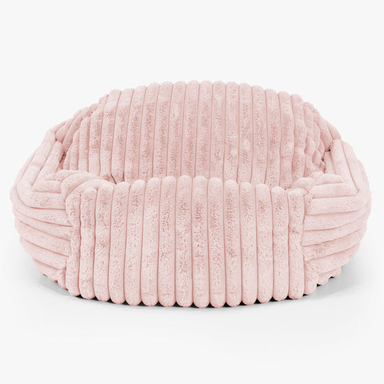 Pouf Fauteuil Sabine - Velours Côtelé Ultra Pelucheux Rose Pastel 01