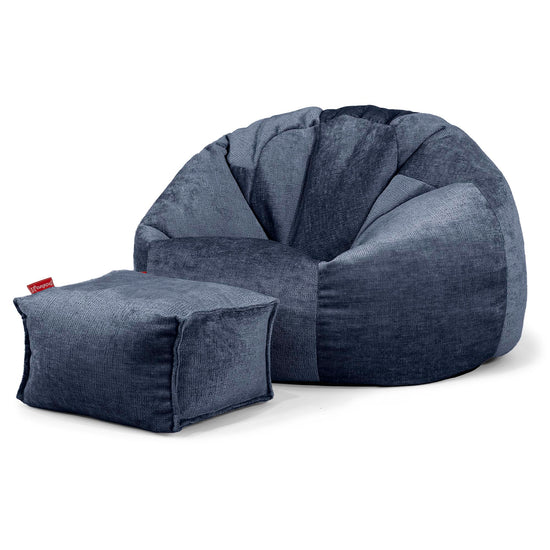 Pouf Poire Classique - Chenille Bleu Marine 02