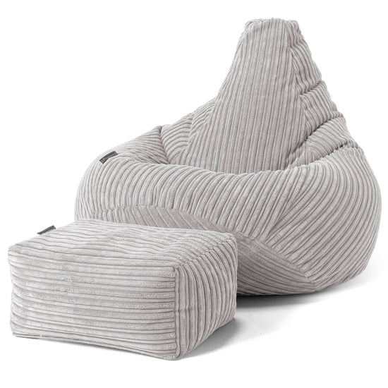 Pouf Poire Gamer - Côtelé Gris Argent 01