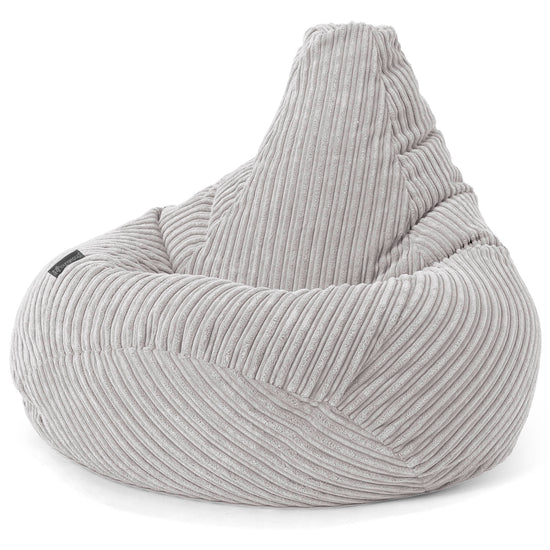 Pouf Poire Gamer - Côtelé Gris Argent 02