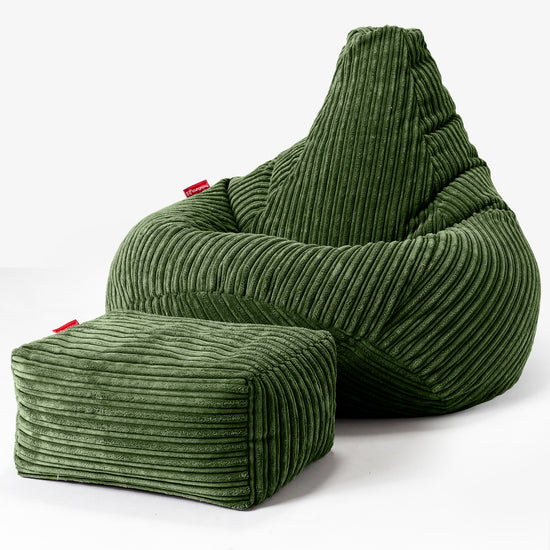 Pouf Poire Gamer - Côtelé Vert Forêt 01