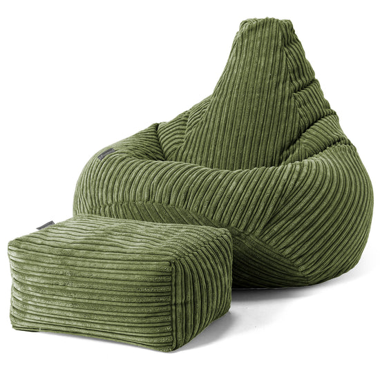 Pouf Poire Gamer - Côtelé Vert Forêt 01