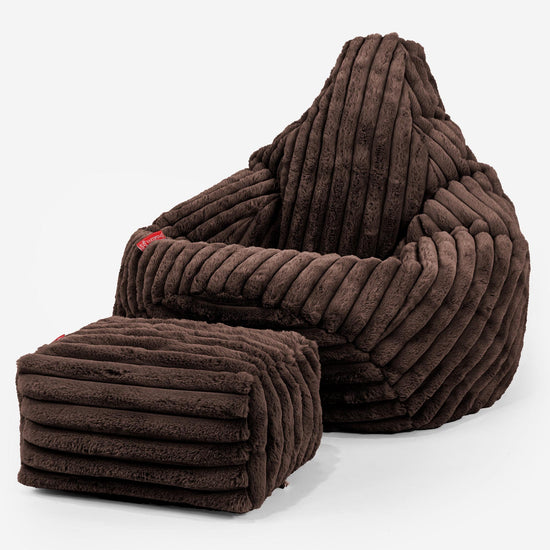 Pouf Poire Gamer - Velours Côtelé Ultra Pelucheux Marron Meuse 01