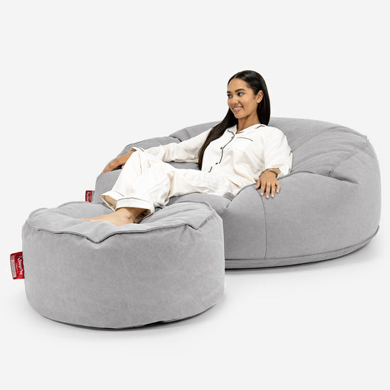 Canapé Pouf Géant Grande Mammouth - Stonewashed Gris 02