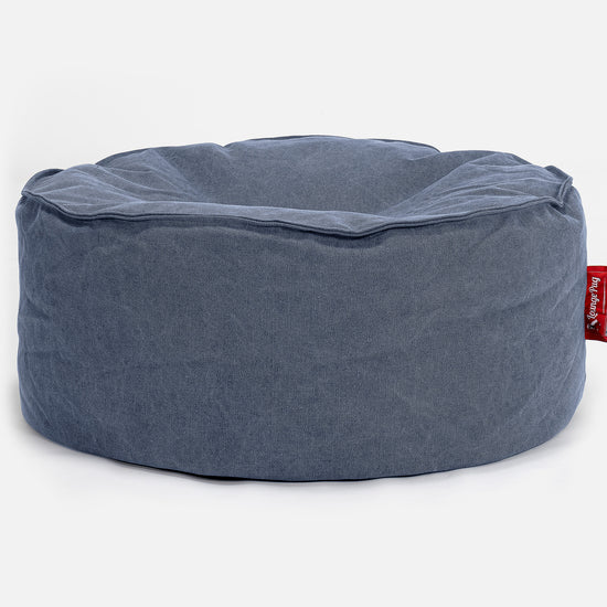 Pouf Design Rond - Stonewashed Bleu Marine 01