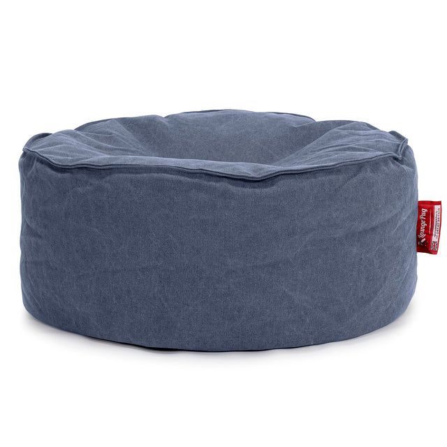Pouf Design Rond - Stonewashed Bleu Marine 01