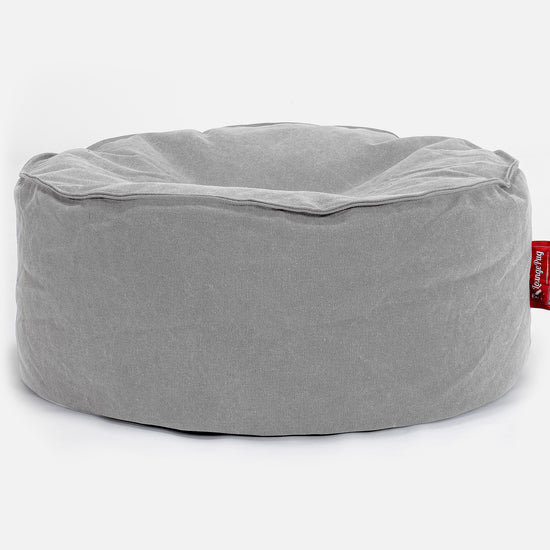 Pouf Design Rond - Stonewashed Gris 01