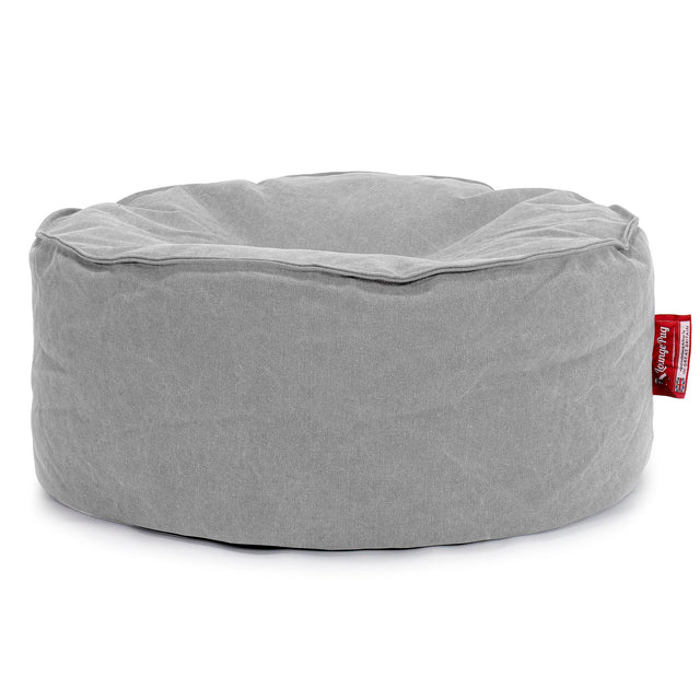 Pouf Design Rond - Stonewashed Gris 01