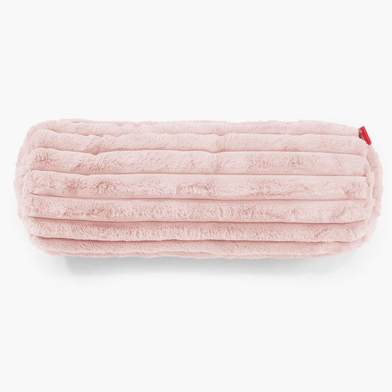 Housse de Traversin 20 x 55cm - Velours Côtelé Ultra Pelucheux Rose Pastel 02