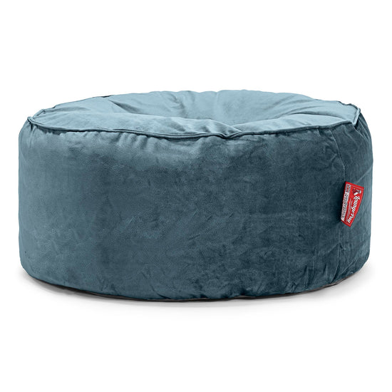 Pouf Design Rond - Velours Mer Égée 01