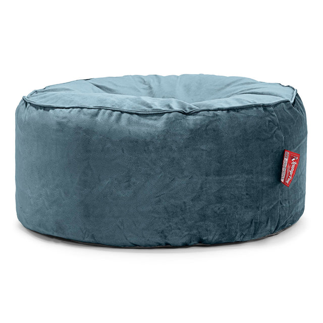 Pouf Design Rond - Velours Mer Égée 01