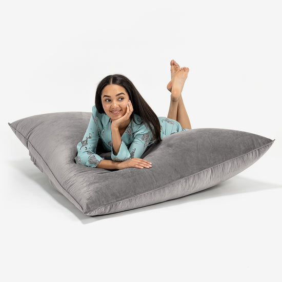 Pouf Géant XXL - Velours Argent 03