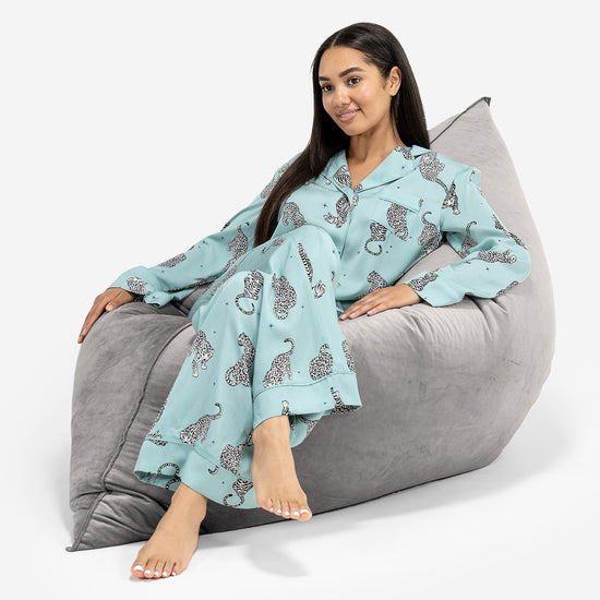 Pouf Géant XXL - Velours Argent 04