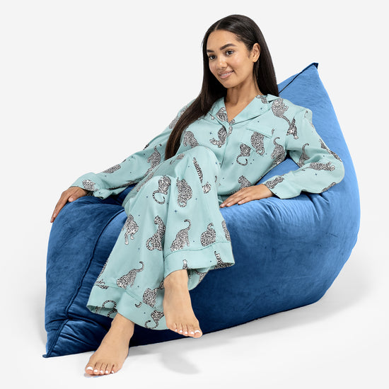 Pouf Géant XXL - Velours Bleu Marine 04