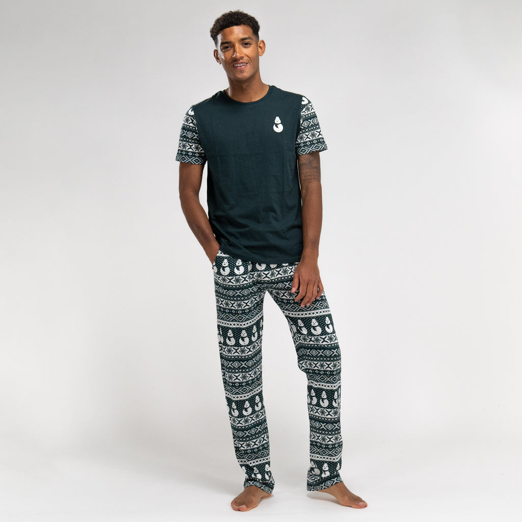 Pyjama en Jersey Vert avec Motif de Noël pour Hommes 04