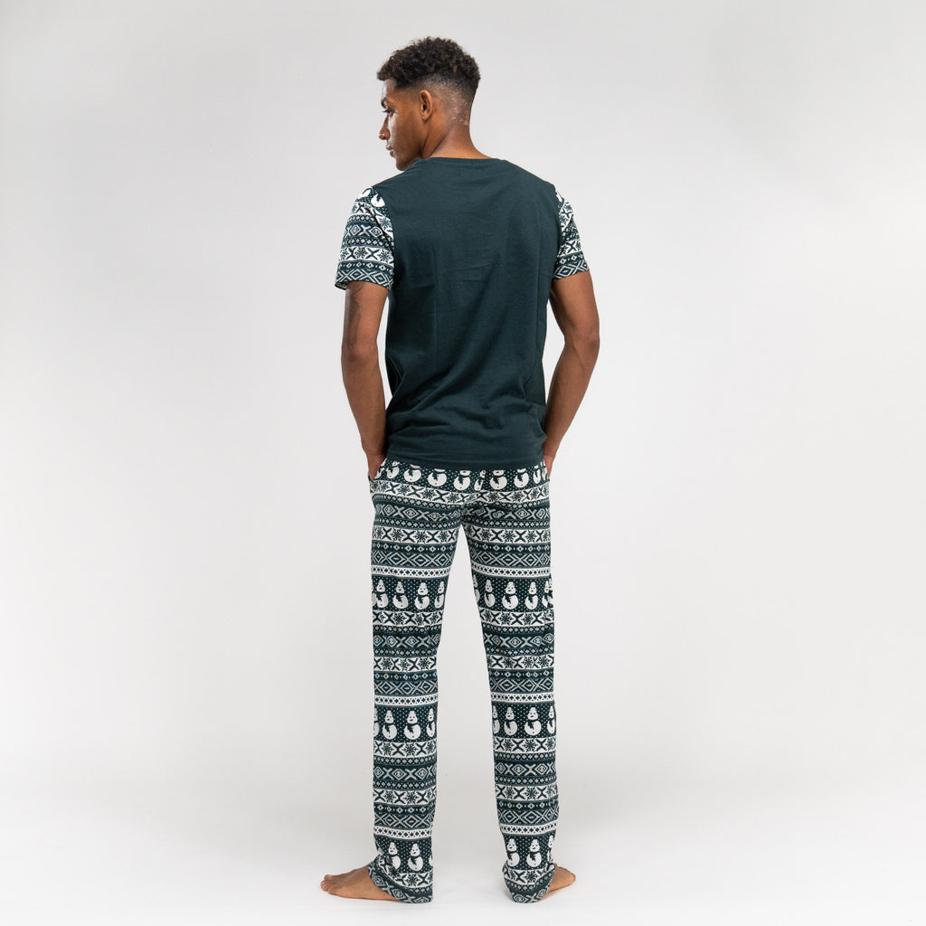 Pyjama en Jersey Vert avec Motif de Noël pour Hommes 05