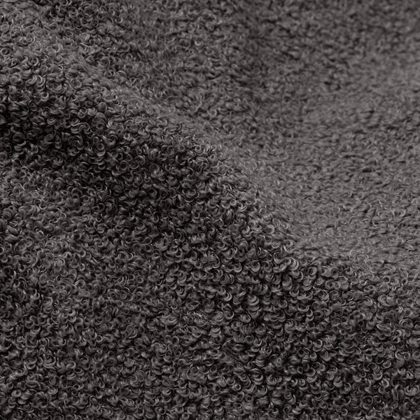 Petit Repose-pieds Rond - Bouclé Anthracite Fabric Close-up Image