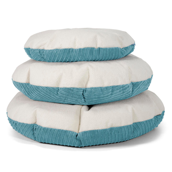 Flexforma Pouf Rond pour Tout-Petit 1-3 ans - Bouclé & Côtelé Mer Égée 03