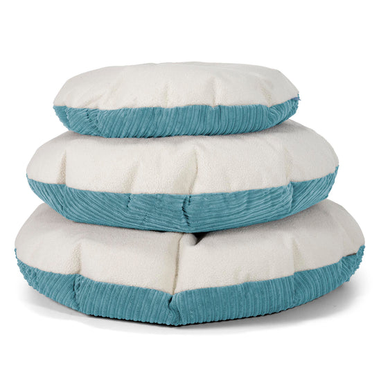 Flexforma Pouf Rond pour Enfant 2-14 ans - Bouclé & Côtelé Mer Égée 03