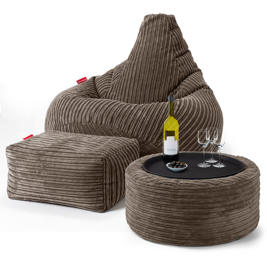 Pouf Poire Gamer - Côtelé Moka 03