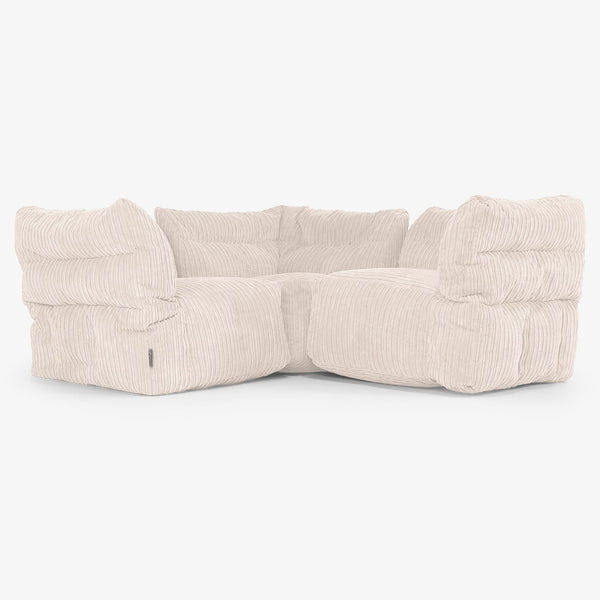 Canapé d’Angle Modulable 3 Places - Côtelé Ivoire 01