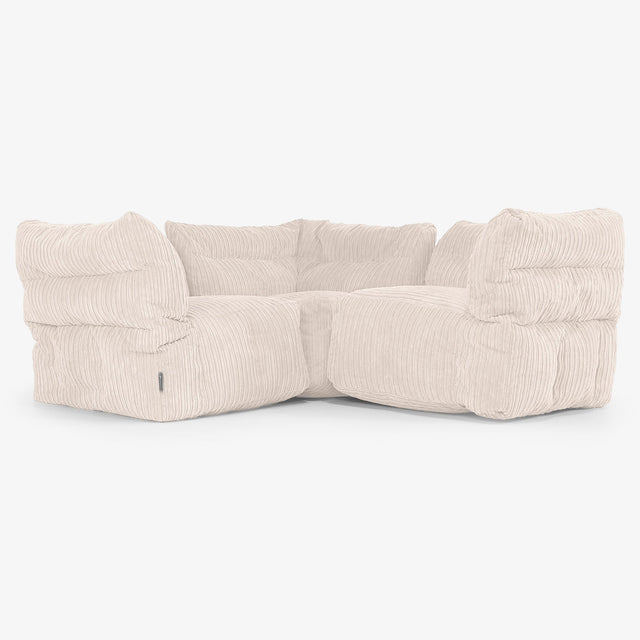 Canapé d’Angle Modulable 3 Places - Côtelé Ivoire 01