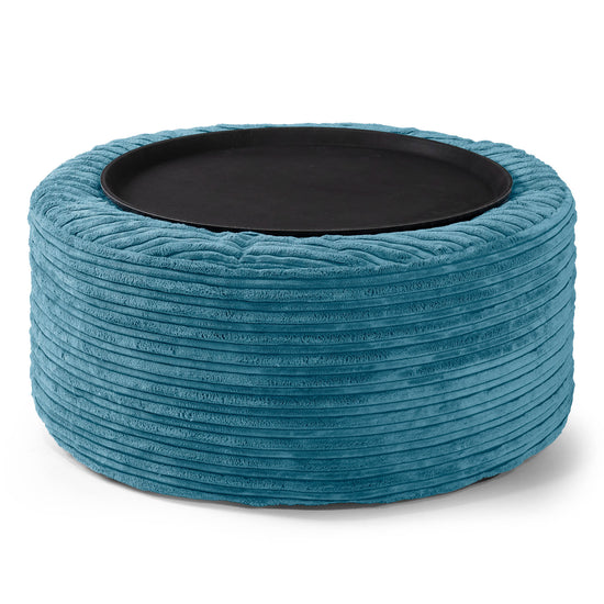 Pouf Ottoman avec Plateau - Côtelé Mer Égée  02